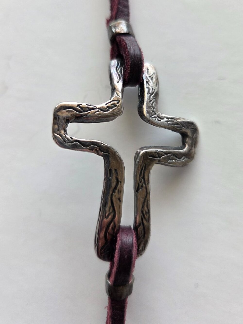 Island Cowgirl Purple Leather Wrap Bracelet Cross Charm - Picture 3 of 7
